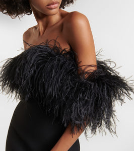 Valentino crêpe Couture feather-trimmed gown