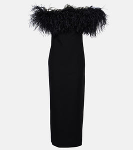 Valentino crêpe Couture feather-trimmed gown