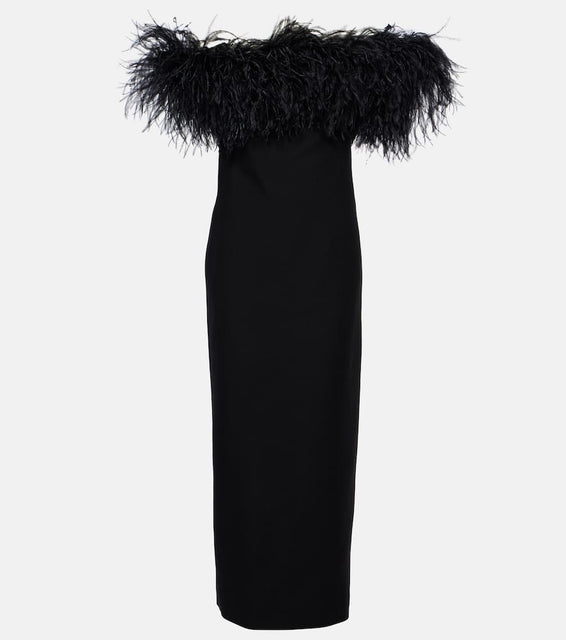 Valentino crêpe Couture feather-trimmed gown