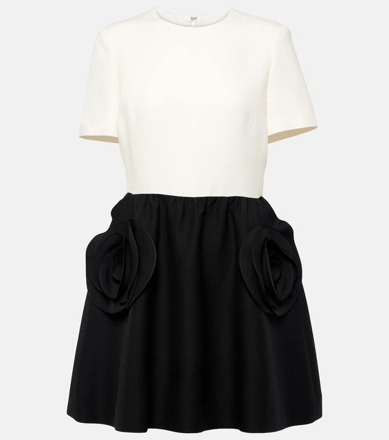 Valentino crêpe Couture floral-appliqué minidress