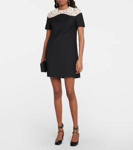 Valentino crêpe Couture lace-trimmed minidress