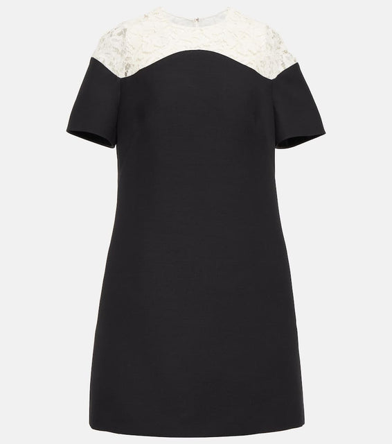 Valentino crêpe Couture lace-trimmed minidress