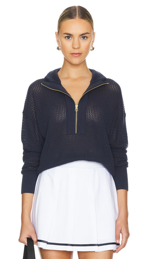 Varley Aurora Half Zip Sweater in Navy - Varley Aurora Pull demi-zippé en bleu marine - Varley Aurora 海军蓝半拉链毛衣 - Varley Aurora Pullover mit halbem Reißverschluss in Marineblau - Varley Aurora 하프 지퍼 스웨터 네이비 색상 - Maglione a mezza zip Varley Aurora in blu scuro