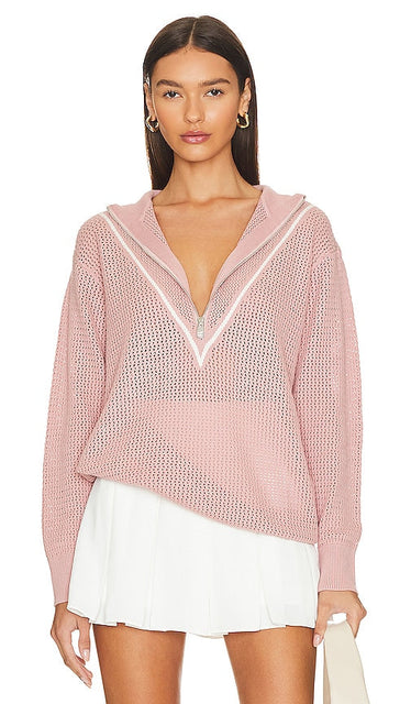 Varley Calva Knit Half Zip in Mauve - Varley Calva Knit Half Zip en Mauve - Varley Calva 紫红色半拉链针织衫 - Varley Calva Knit Half Zip in Mauve - Varley Calva Knit 하프 지퍼 모브 색상 - Varley Calva maglia mezza zip in malva