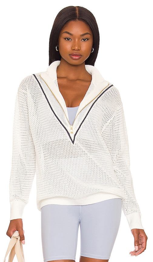 Varley Calva Knit Polo in White - Varley Calva Polo en tricot en blanc - 白色 Varley Calva 针织 Polo 衫 - Varley Calva Strickpolo in Weiß - Varley 칼바 니트 폴로화이트 색상 - Polo Varley Calva in maglia bianca
