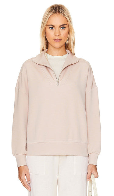 Varley Hawley Half Zip Sweatshirt in Beige - Varley Hawley Sweat-shirt à demi-fermeture éclair en beige - Varley Hawley 米色半拉链运动衫 - Varley Hawley Sweatshirt mit halbem Reißverschluss in Beige - Varley Hawley 하프 지퍼 스웨트셔츠 베이지 색상 - Felpa Varley Hawley con mezza zip in beige