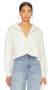 Varley Hawley Half Zip Sweatshirt in Ivory - Varley Hawley Sweat-shirt à demi-fermeture éclair en ivoire - Varley Hawley 象牙色半拉链套头衫 - Varley Hawley Sweatshirt mit halbem Reißverschluss in Elfenbein - Varley Hawley 하프 지퍼 스웨트셔츠 색상은 아이보리 색상입니다. - Felpa Varley Hawley con mezza zip in avorio