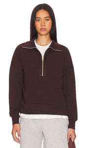 Varley Keller Half Zip Pullover in Brown - Varley Keller - Pull à demi-fermeture éclair en marron - Varley Keller 棕色半拉链套头衫 - Varley Keller Pullover mit halbem Reißverschluss in Braun - Varley Keller 하프 지퍼 풀오버 ​​브라운 색상 - Pullover con mezza zip Varley Keller in marrone