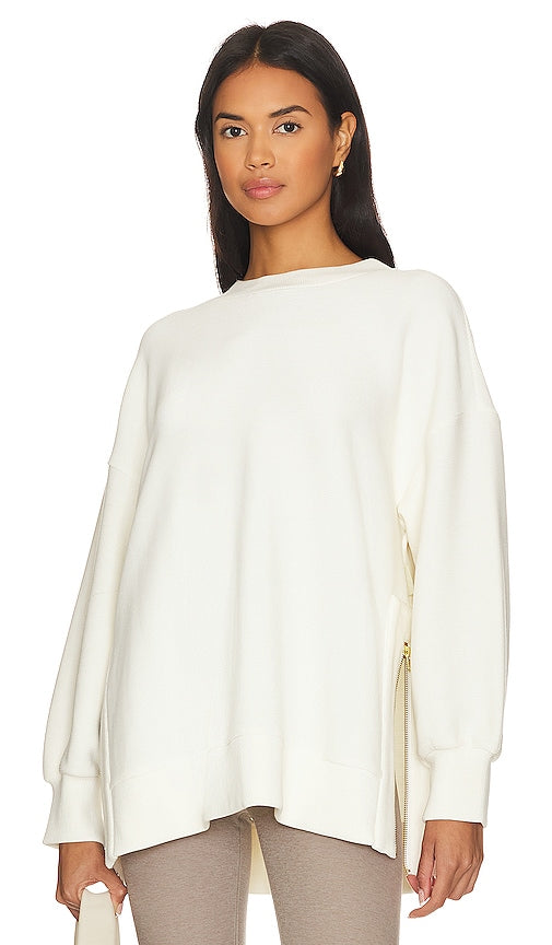Varley Mae Longline Sweatshirt in Ivory - Varley Mae Sweat-shirt long en ivoire - Varley Mae 象牙色长款运动衫 - Varley Mae Longline-Sweatshirt in Elfenbein - Varley Mae 롱라인 스웨트셔츠 색상은 Ivory - Felpa lunga Varley Mae in avorio