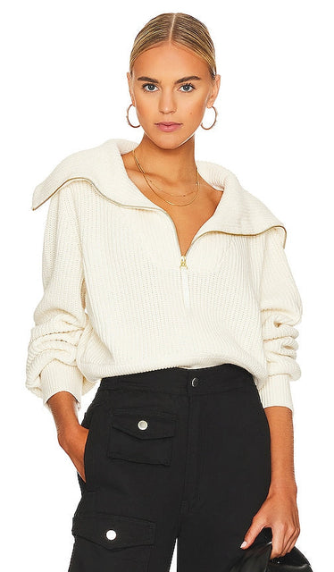 Varley Mentone Half Zip in Cream - Varley Mentone Demi-Zip - Crème - Varley Mentone 奶油色半拉链 - Varley Mentone Half Zip in Creme - 발리 멘톤 하프 집업 크림 - Varley Mentone mezza zip in crema