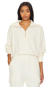 Varley Radford Half Zip Sweatshirt in Ivory - Varley Radford Sweat-shirt à demi-fermeture éclair en ivoire - Varley Radford 象牙色半拉链套头衫 - Varley Radford Sweatshirt mit halbem Reißverschluss in Elfenbein - Varley Radford 하프 지퍼 스웨트셔츠 색상 - Felpa con mezza zip Varley Radford in avorio