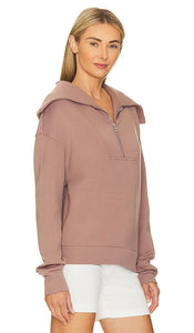 Varley Yates Half Zip Sweatshirt in Taupe
