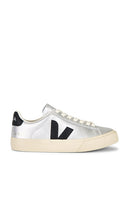 Veja Campo Sneaker in Metallic Silver | Silver & Black Lifestyle Sneakers for Women
