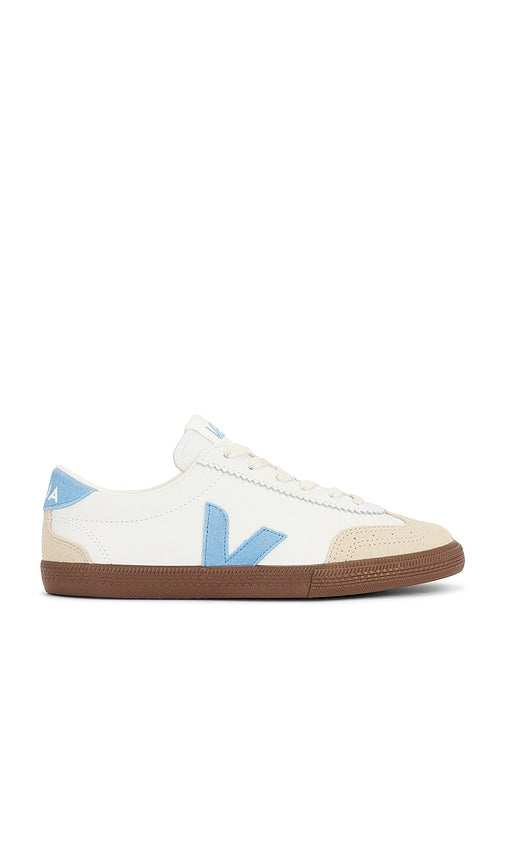 Veja Volley Sneaker in White | White & Aqua & Bark Low Top Sneakers for Women