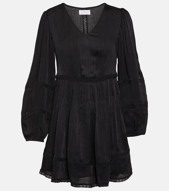 Velvet Bethel lace-trimmed minidress