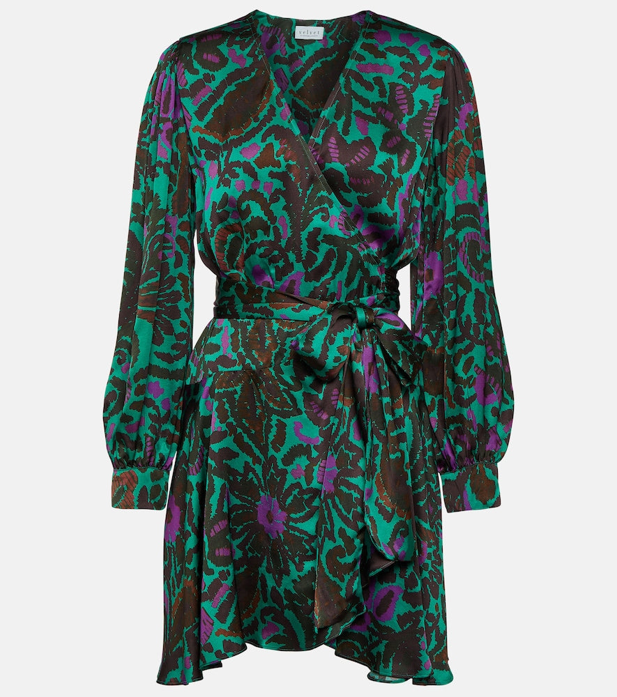 Velvet Bridget printed satin minidress. Velvet Bridget 印花缎面迷你连衣裙