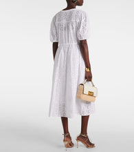 Velvet Broderie anglaise cotton midi dress