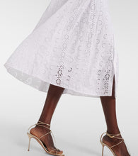 Velvet Broderie anglaise cotton midi dress