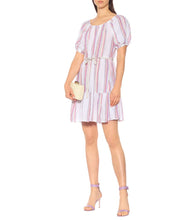 Velvet Cinthia striped linen-blend minidress