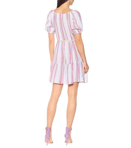 Velvet Cinthia striped linen-blend minidress