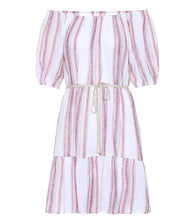 Velvet Cinthia striped linen-blend minidress