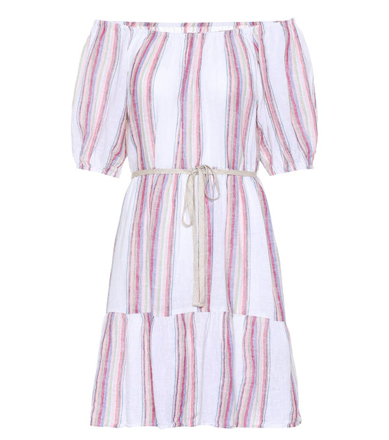 Velvet Cinthia striped linen-blend minidress