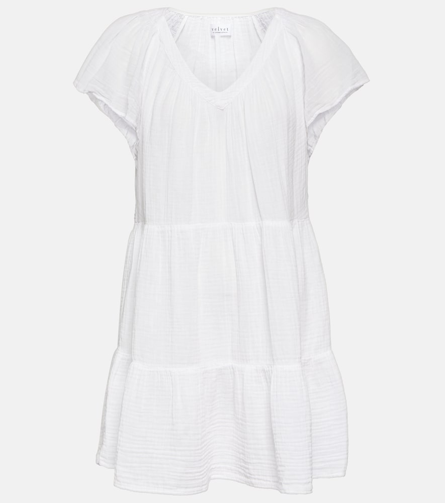 Velvet Eleanor cotton tiered minidress. 丝绒 Eleanor 棉质多层迷你连衣裙