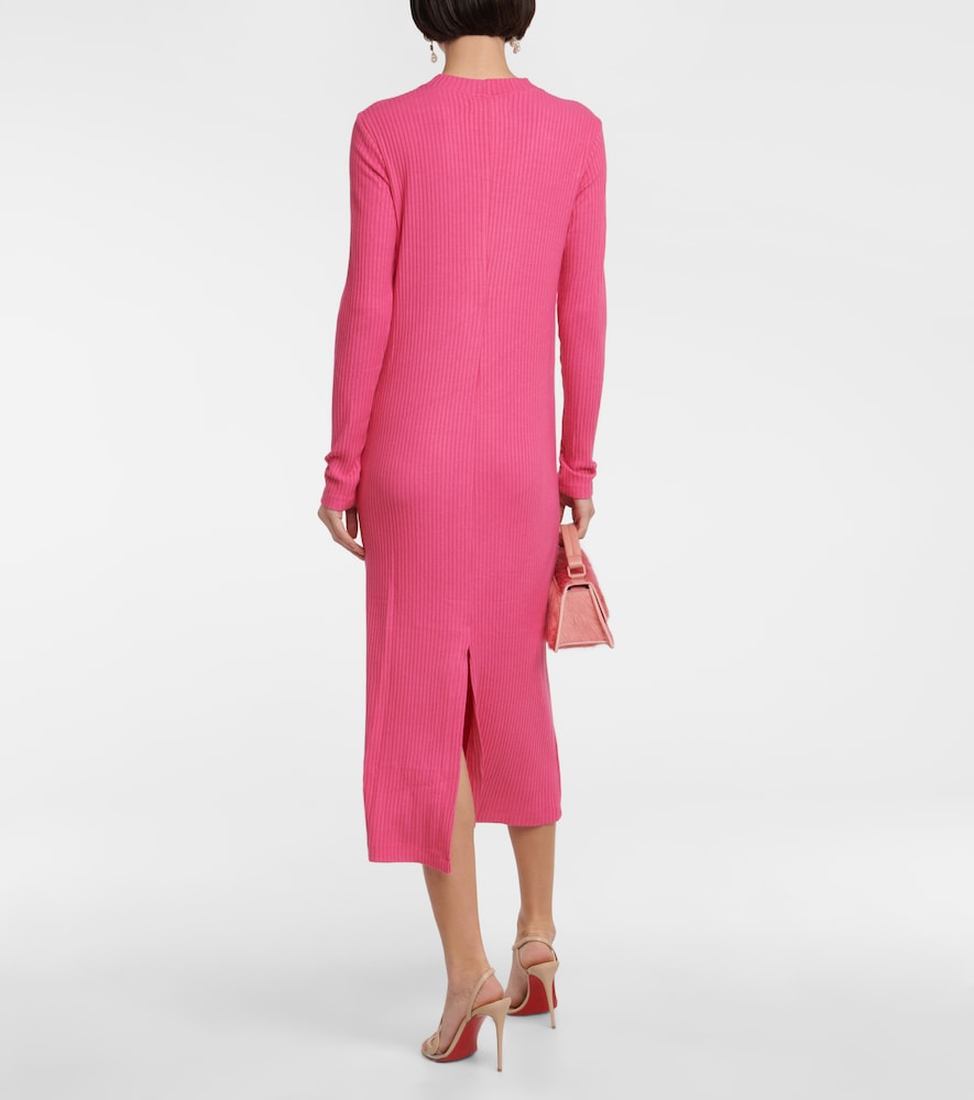 Velvet Ember ribbed-knit midi dress