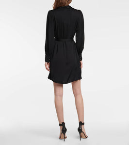 Velvet Evelyn satin shirt mini dress