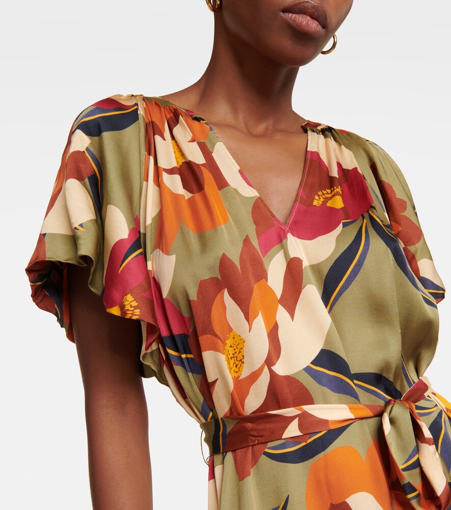 Velvet Francie printed satin midi dress