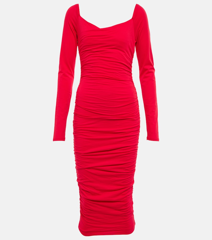 Velvet Gauzy Whisper jersey midi dress. 丝绒薄纱轻语针织中长连衣裙