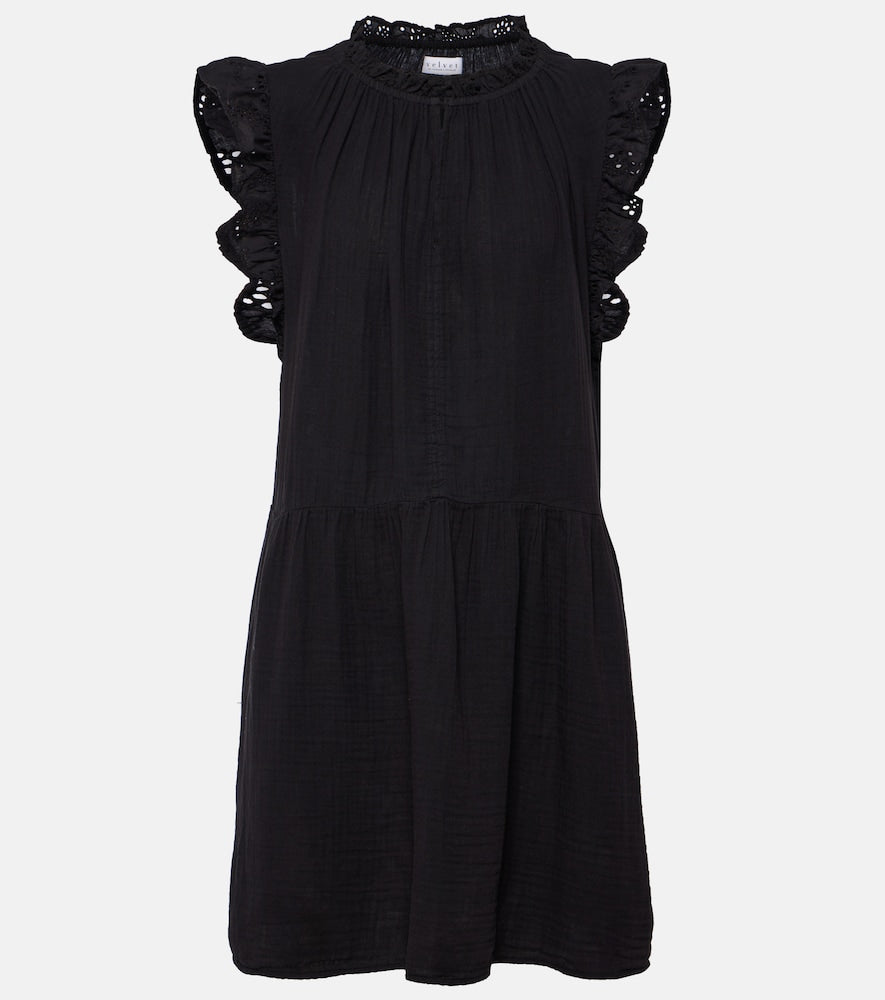 Velvet Grace lace-trimmed cotton minidress. Velvet Grace 蕾丝边棉质迷你连衣裙