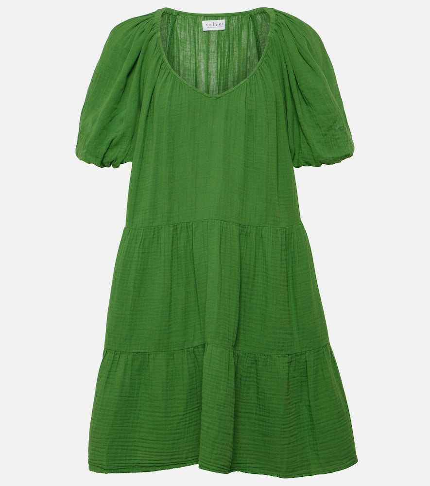 Velvet Helena cotton minidress. 天鹅绒 Helena 棉质迷你连衣裙