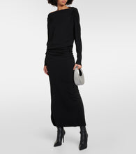 Velvet Hilton ruched jersey midi skirt
