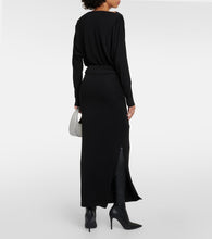 Velvet Hilton ruched jersey midi skirt