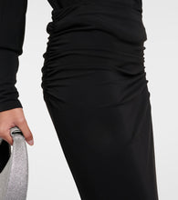 Velvet Hilton ruched jersey midi skirt