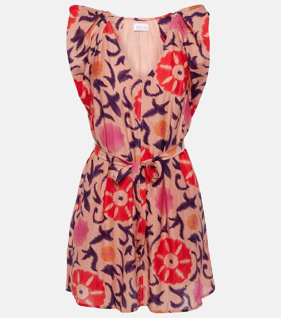 Velvet Jenna printed cotton and silk minidress