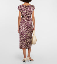 Velvet Juno printed satin midi skirt