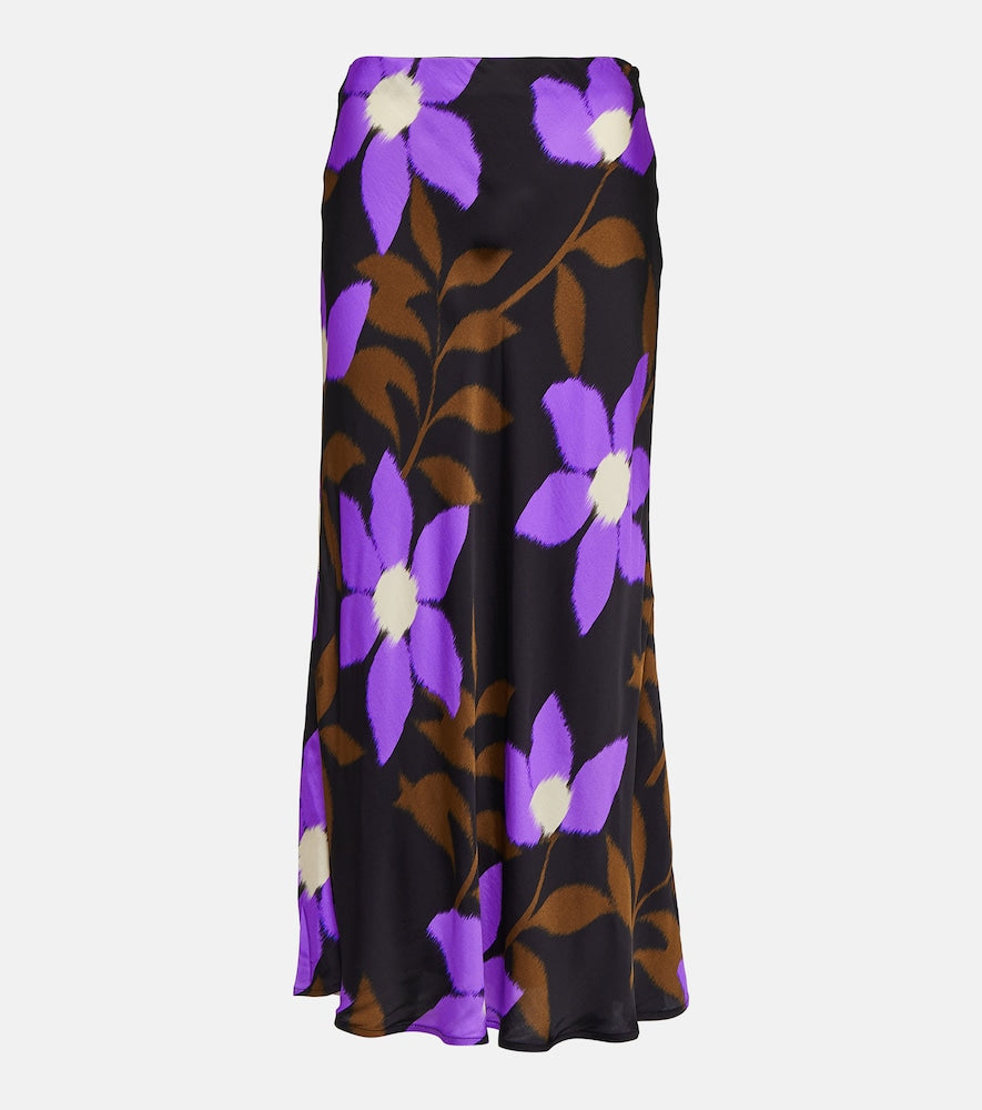 Velvet Kaiya printed satin midi skirt - 天鹅绒 Kaiya 印花缎布中长半身裙