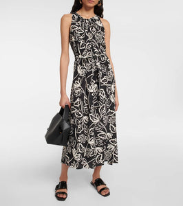 Velvet Printed crêpe midi dress