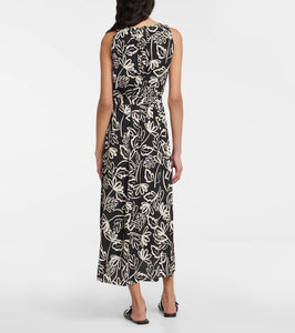 Velvet Printed crêpe midi dress