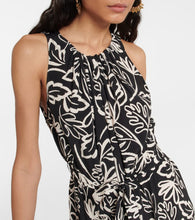 Velvet Printed crêpe midi dress