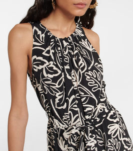 Velvet Printed crêpe midi dress