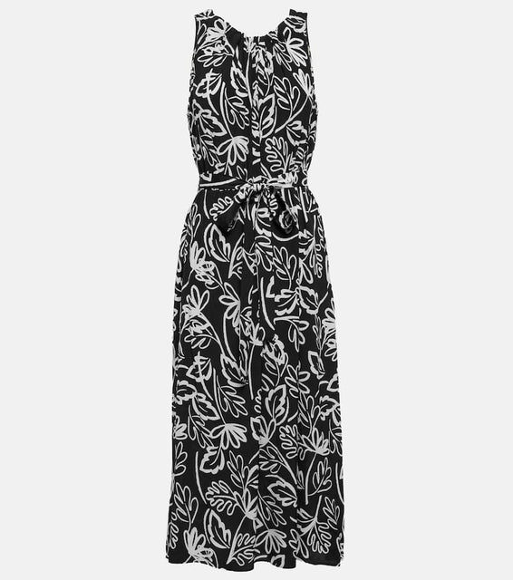 Velvet Printed crêpe midi dress
