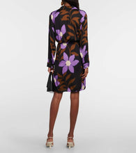 Velvet Printed satin wrap dress