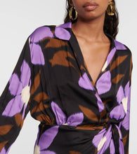 Velvet Printed satin wrap dress