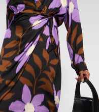 Velvet Printed satin wrap dress
