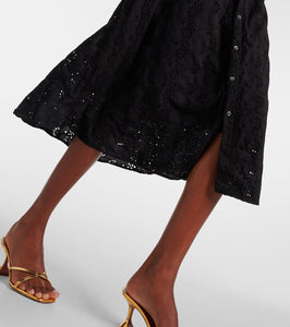 Velvet Rorio embroidered cotton midi dress