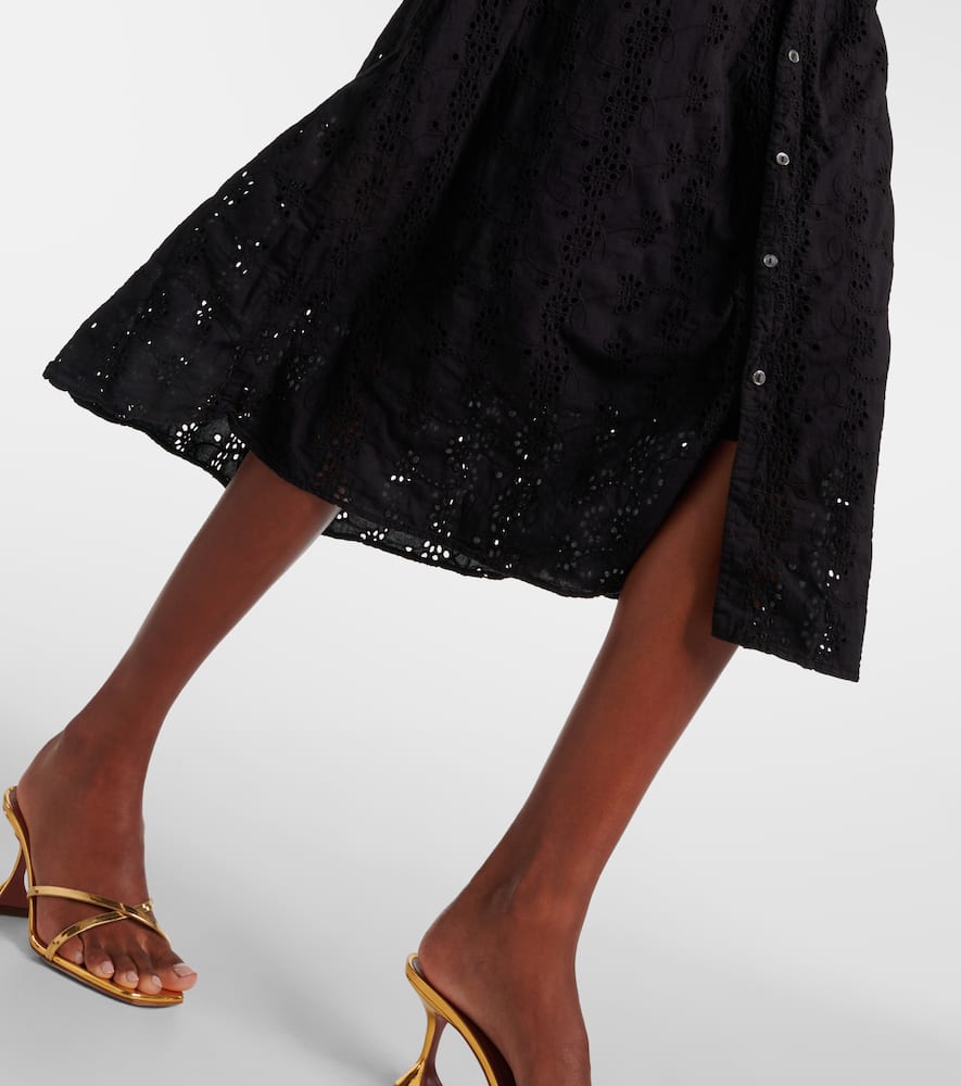 Velvet Rorio embroidered cotton midi dress