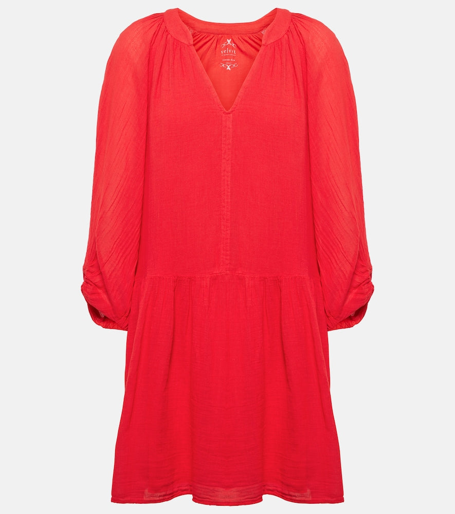 Velvet Sloan cotton minidress. Velvet Sloan 棉质迷你连衣裙